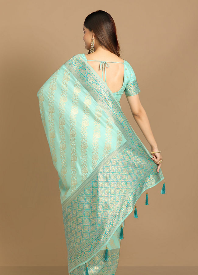 alt message - Mohey Women Enchanting Blue Designer Saree image number 3